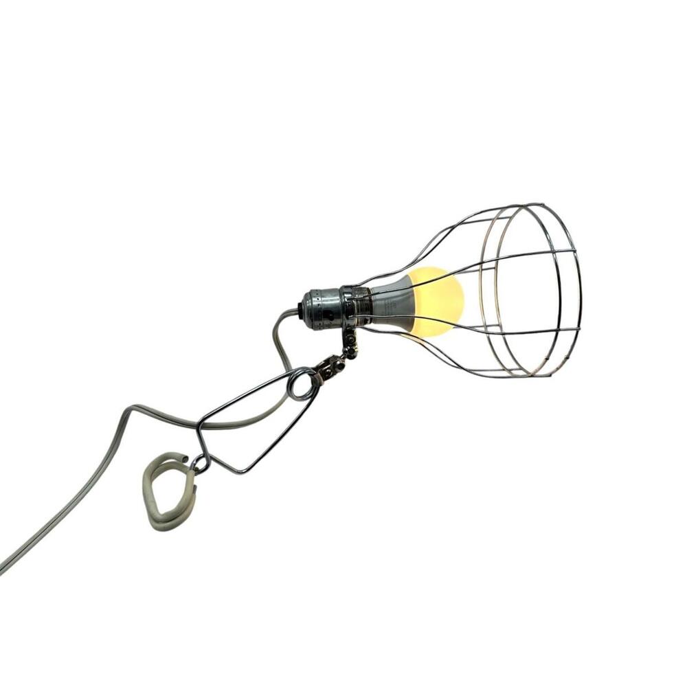 Vintage Industrial Cage Light With Clip & Bulb